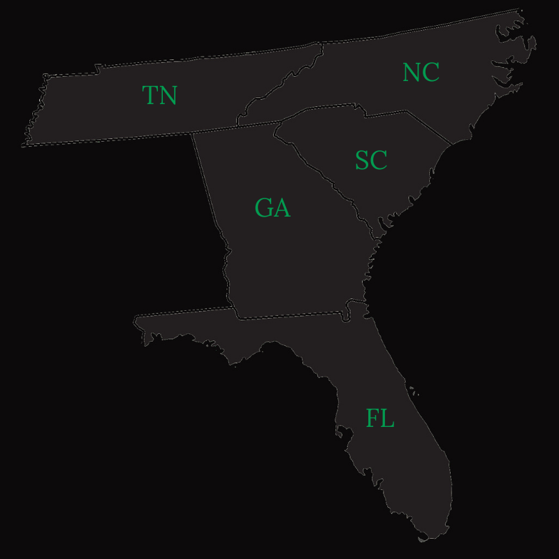 Southern Roots Map | Tennessee, North Carolina, South Carolina, Georgia and Florida | Head South Brewing | IPAs brewed in Florida